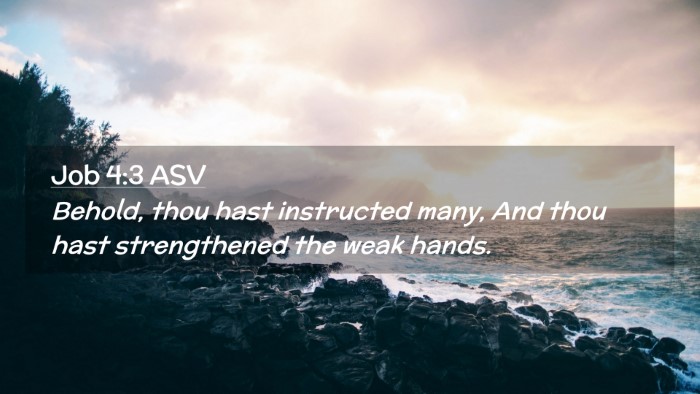 Picture 02 - Job 4:3 ASV Desktop Wallpaper - Behold, thou hast instructed many, And thou hast - Desktop Bible Verse Wallpaper