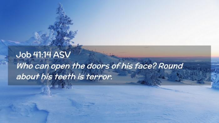 Picture 02 - Job 41:14 ASV Desktop Wallpaper - Who can open the doors of his face? Round about - Desktop Bible Verse Wallpaper