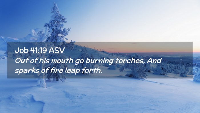 Picture 02 - Job 41:19 ASV Desktop Wallpaper - Out of his mouth go burning torches, And sparks - Desktop Bible Verse Wallpaper