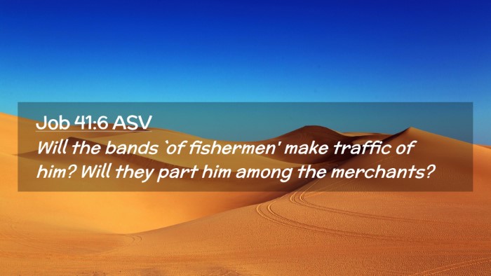 Picture 02 - Job 41:6 ASV Desktop Wallpaper - Will the bands `of fishermen' make traffic of - Desktop Bible Verse Wallpaper