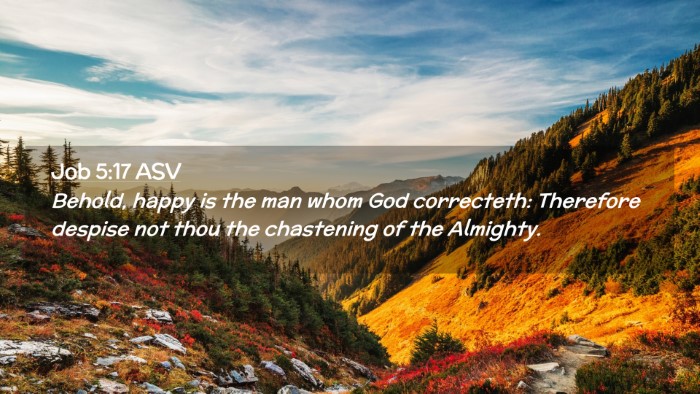 Picture 02 - Job 5:17 ASV Desktop Wallpaper - Behold, happy is the man whom God correcteth: - Desktop Bible Verse Wallpaper