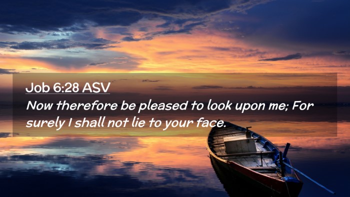 Picture 02 - Job 6:28 ASV Desktop Wallpaper - Now therefore be pleased to look upon me; For - Desktop Bible Verse Wallpaper