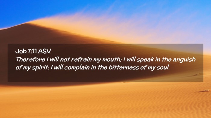 Picture 02 - Job 7:11 ASV Desktop Wallpaper - Therefore I will not refrain my mouth; I will - Desktop Bible Verse Wallpaper