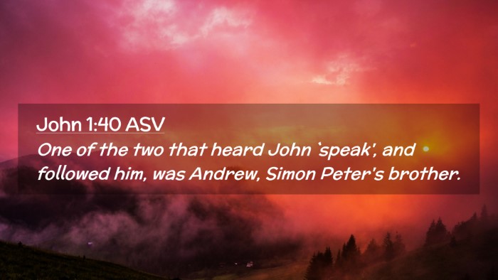Picture 02 - John 1:40 ASV Desktop Wallpaper - One of the two that heard John `speak', and - Desktop Bible Verse Wallpaper