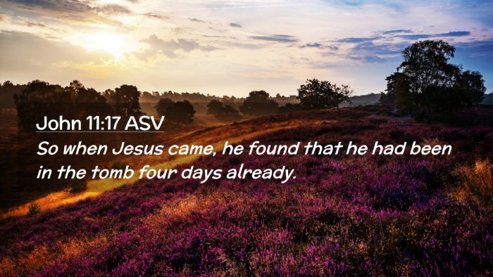 Picture 02 - John 11:17 ASV Desktop Wallpaper - So when Jesus came, he found that he had been in - Desktop Bible Verse Wallpaper