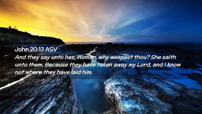 Picture 02 - John 20:13 ASV Desktop Wallpaper - And they say unto her, Woman, why weepest thou? - Desktop Bible Verse Wallpaper