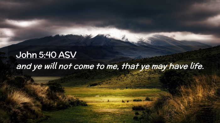 Picture 02 - John 5:40 ASV Desktop Wallpaper - and ye will not come to me, that ye may have - Desktop Bible Verse Wallpaper