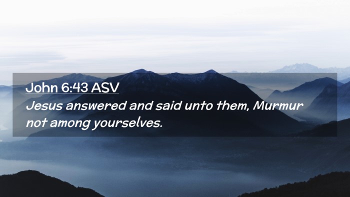 Picture 02 - John 6:43 ASV Desktop Wallpaper - Jesus answered and said unto them, Murmur not - Desktop Bible Verse Wallpaper