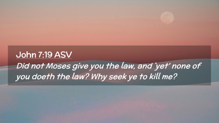 Picture 02 - John 7:19 ASV Desktop Wallpaper - Did not Moses give you the law, and `yet' none of - Desktop Bible Verse Wallpaper