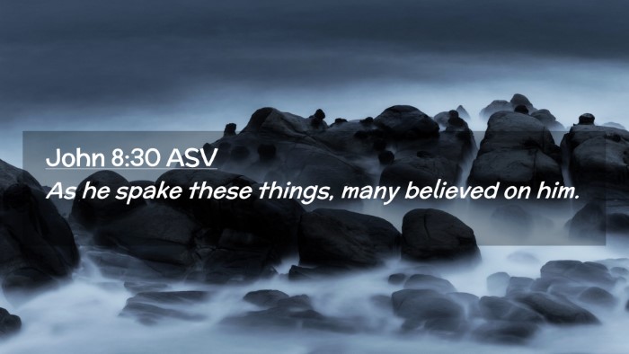 Picture 02 - John 8:30 ASV Desktop Wallpaper - As he spake these things, many believed on - Desktop Bible Verse Wallpaper