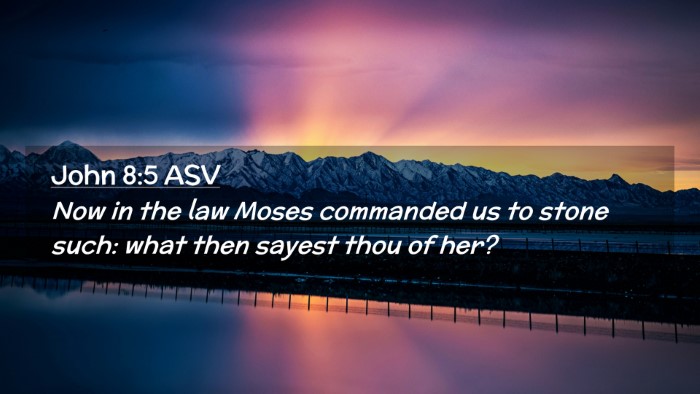 Picture 02 - John 8:5 ASV Desktop Wallpaper - Now in the law Moses commanded us to stone such: - Desktop Bible Verse Wallpaper