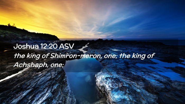 Picture 02 - Joshua 12:20 ASV Desktop Wallpaper - the king of Shimron-meron, one; the king of - Desktop Bible Verse Wallpaper