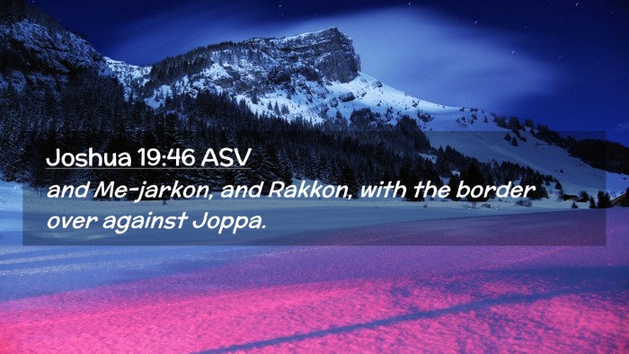 Picture 02 - Joshua 19:46 ASV Desktop Wallpaper - and Me-jarkon, and Rakkon, with the border over - Desktop Bible Verse Wallpaper