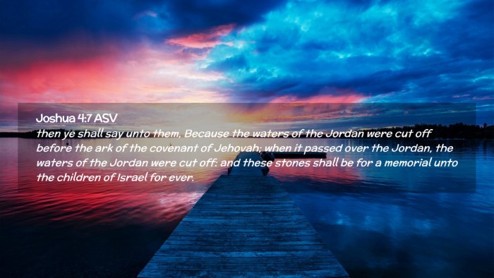 Picture 02 - Joshua 4:7 ASV Desktop Wallpaper - then ye shall say unto them, Because the waters - Desktop Bible Verse Wallpaper