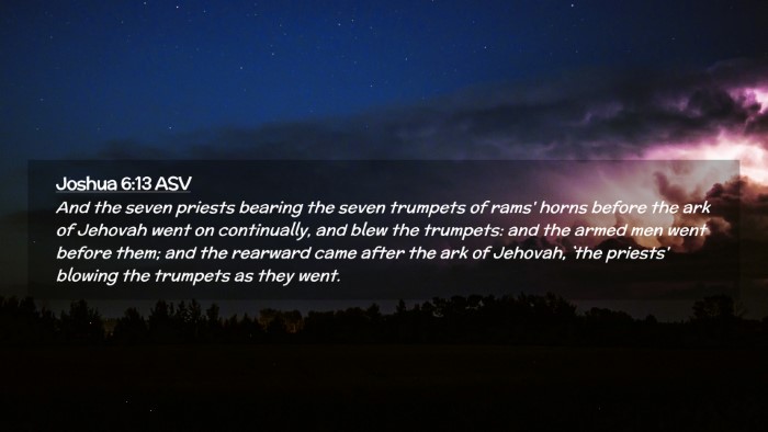 Picture 02 - Joshua 6:13 ASV Desktop Wallpaper - And the seven priests bearing the seven trumpets - Desktop Bible Verse Wallpaper