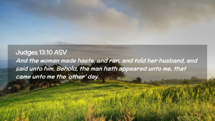 Picture 02 - Judges 13:10 ASV Desktop Wallpaper - And the woman made haste, and ran, and told her - Desktop Bible Verse Wallpaper