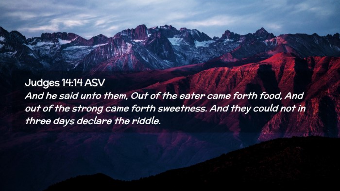 Picture 02 - Judges 14:14 ASV Desktop Wallpaper - And he said unto them, Out of the eater came - Desktop Bible Verse Wallpaper