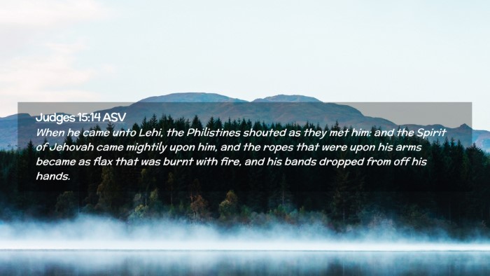 Picture 02 - Judges 15:14 ASV Desktop Wallpaper - When he came unto Lehi, the Philistines shouted - Desktop Bible Verse Wallpaper