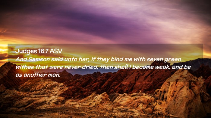 Picture 02 - Judges 16:7 ASV Desktop Wallpaper - And Samson said unto her, If they bind me with - Desktop Bible Verse Wallpaper