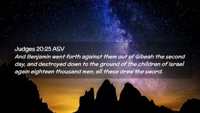 Picture 02 - Judges 20:25 ASV Desktop Wallpaper - And Benjamin went forth against them out of - Desktop Bible Verse Wallpaper