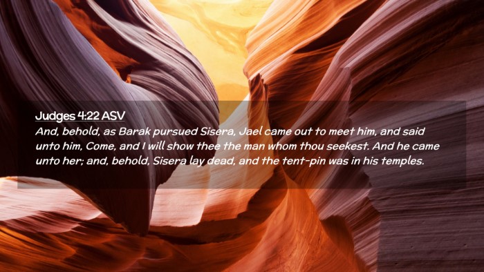 Picture 02 - Judges 4:22 ASV Desktop Wallpaper - And, behold, as Barak pursued Sisera, Jael came - Desktop Bible Verse Wallpaper