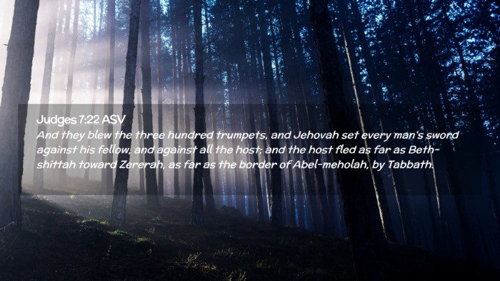 Picture 02 - Judges 7:22 ASV Desktop Wallpaper - And they blew the three hundred trumpets, and - Desktop Bible Verse Wallpaper