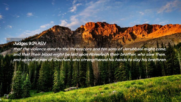Picture 02 - Judges 9:24 ASV Desktop Wallpaper - that the violence done to the threescore and ten - Desktop Bible Verse Wallpaper