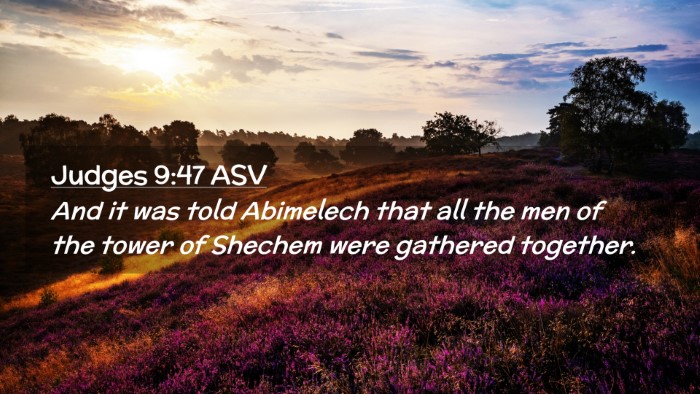 Picture 02 - Judges 9:47 ASV Desktop Wallpaper - And it was told Abimelech that all the men of the - Desktop Bible Verse Wallpaper
