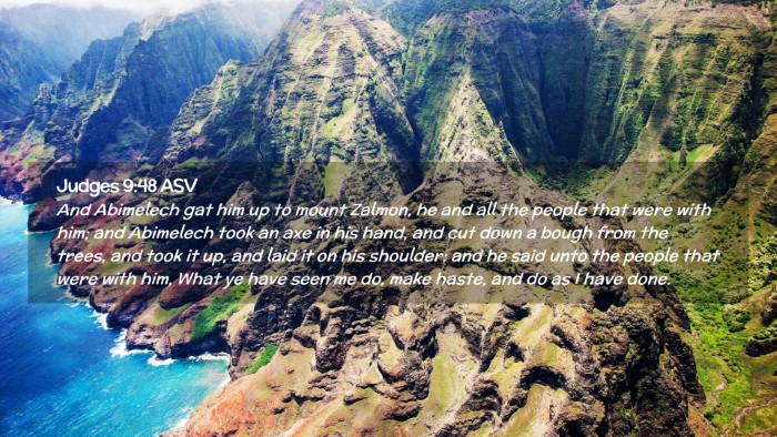 Picture 02 - Judges 9:48 ASV Desktop Wallpaper - And Abimelech gat him up to mount Zalmon, he and - Desktop Bible Verse Wallpaper
