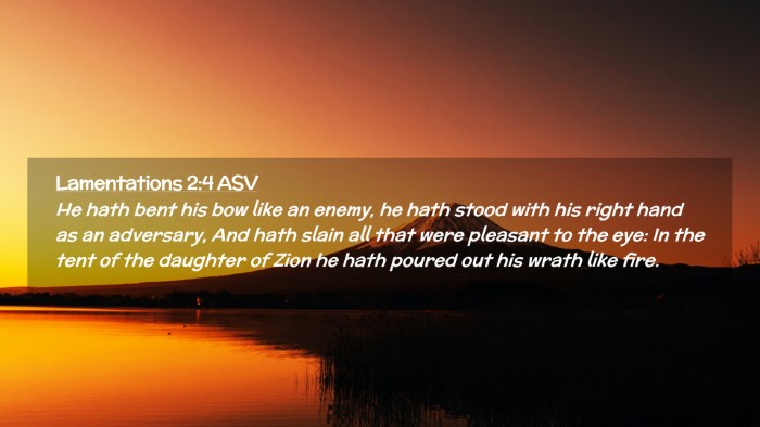 Picture 02 - Lamentations 2:4 ASV Desktop Wallpaper - He hath bent his bow like an enemy, he hath stood - Desktop Bible Verse Wallpaper