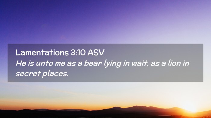 Picture 02 - Lamentations 3:10 ASV Desktop Wallpaper - He is unto me as a bear lying in wait, as a lion - Desktop Bible Verse Wallpaper