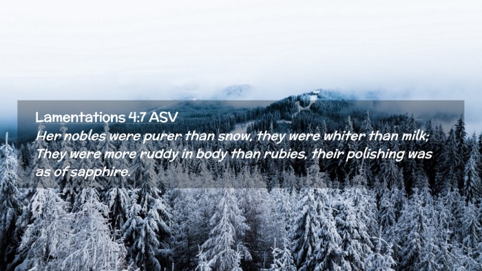 Picture 02 - Lamentations 4:7 ASV Desktop Wallpaper - Her nobles were purer than snow, they were whiter - Desktop Bible Verse Wallpaper