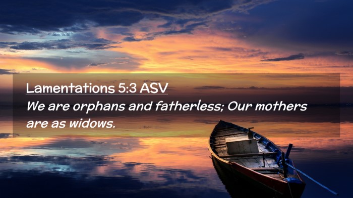 Picture 02 - Lamentations 5:3 ASV Desktop Wallpaper - We are orphans and fatherless; Our mothers are as - Desktop Bible Verse Wallpaper