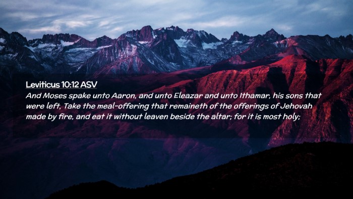 Picture 02 - Leviticus 10:12 ASV Desktop Wallpaper - And Moses spake unto Aaron, and unto Eleazar and - Desktop Bible Verse Wallpaper