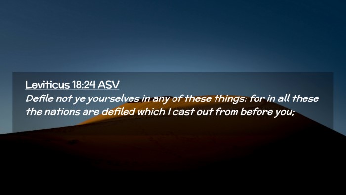 Picture 02 - Leviticus 18:24 ASV Desktop Wallpaper - Defile not ye yourselves in any of these things: - Desktop Bible Verse Wallpaper