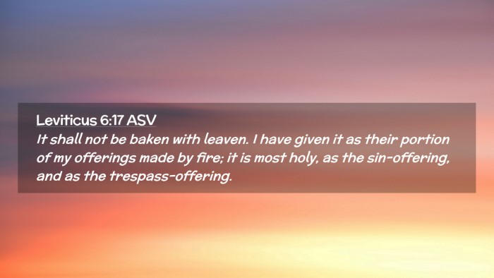 Picture 02 - Leviticus 6:17 ASV Desktop Wallpaper - It shall not be baken with leaven. I have given - Desktop Bible Verse Wallpaper