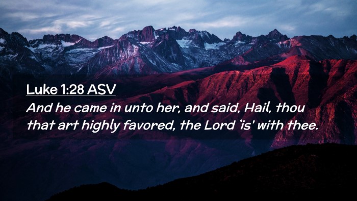 Picture 02 - Luke 1:28 ASV Desktop Wallpaper - And he came in unto her, and said, Hail, thou - Desktop Bible Verse Wallpaper