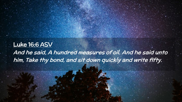 Picture 02 - Luke 16:6 ASV Desktop Wallpaper - And he said, A hundred measures of oil. And he - Desktop Bible Verse Wallpaper