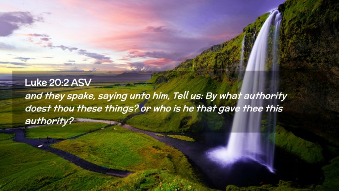 Picture 02 - Luke 20:2 ASV Desktop Wallpaper - and they spake, saying unto him, Tell us: By what - Desktop Bible Verse Wallpaper