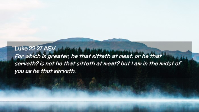 Picture 02 - Luke 22:27 ASV Desktop Wallpaper - For which is greater, he that sitteth at meat, or - Desktop Bible Verse Wallpaper