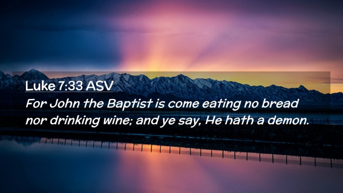 Picture 02 - Luke 7:33 ASV Desktop Wallpaper - For John the Baptist is come eating no bread nor - Desktop Bible Verse Wallpaper