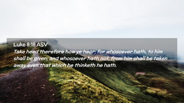 Picture 02 - Luke 8:18 ASV Desktop Wallpaper - Take heed therefore how ye hear: for whosoever - Desktop Bible Verse Wallpaper