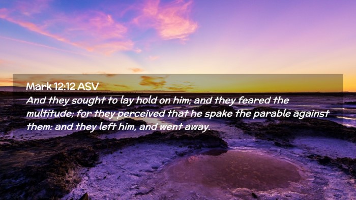 Picture 02 - Mark 12:12 ASV Desktop Wallpaper - And they sought to lay hold on him; and they - Desktop Bible Verse Wallpaper