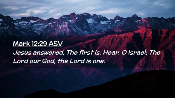 Picture 02 - Mark 12:29 ASV Desktop Wallpaper - Jesus answered, The first is, Hear, O Israel; The - Desktop Bible Verse Wallpaper