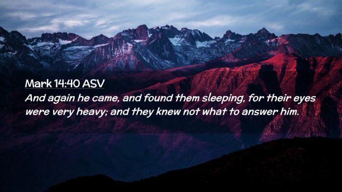 Picture 02 - Mark 14:40 ASV Desktop Wallpaper - And again he came, and found them sleeping, for - Desktop Bible Verse Wallpaper
