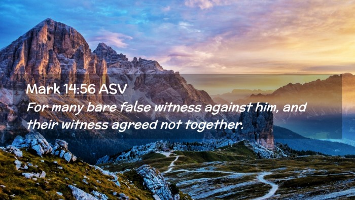 Picture 02 - Mark 14:56 ASV Desktop Wallpaper - For many bare false witness against him, and - Desktop Bible Verse Wallpaper