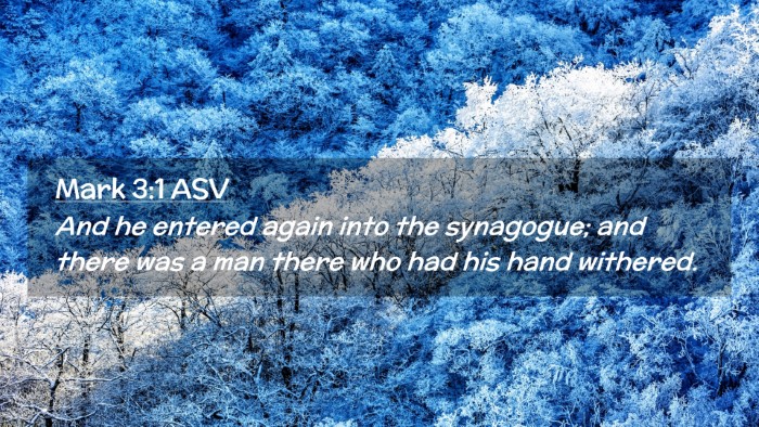 Picture 02 - Mark 3:1 ASV Desktop Wallpaper - And he entered again into the synagogue; and - Desktop Bible Verse Wallpaper