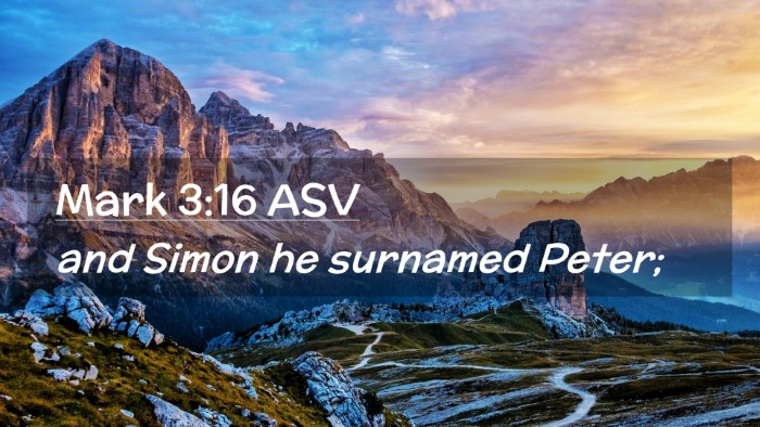 Picture 02 - Mark 3:16 ASV Desktop Wallpaper - and Simon he surnamed - Desktop Bible Verse Wallpaper
