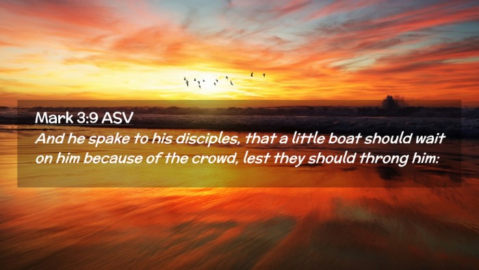 Picture 02 - Mark 3:9 ASV Desktop Wallpaper - And he spake to his disciples, that a little boat - Desktop Bible Verse Wallpaper