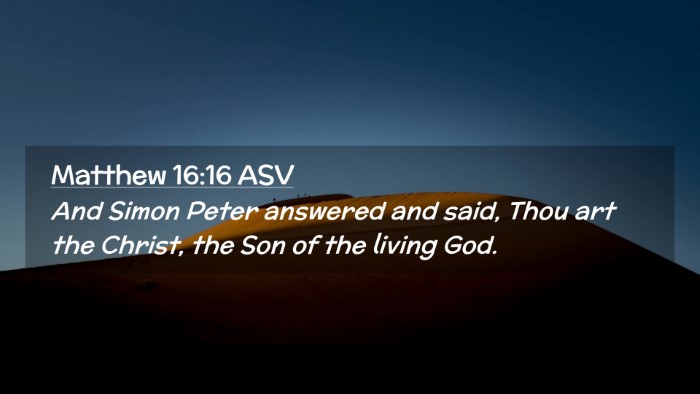 Picture 02 - Matthew 16:16 ASV Desktop Wallpaper - And Simon Peter answered and said, Thou art the - Desktop Bible Verse Wallpaper